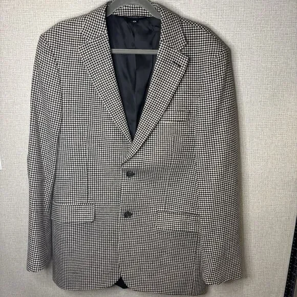 J. Peterman Men's 40R Houndstooth Wool/Cashmere Suit Jacket Sport Coat Blazer